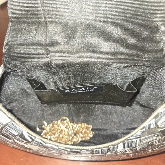 Ramla Handmade Moroccan Mosaic Stone TileCrossbody Purse Black & White - Picture 7 of 8